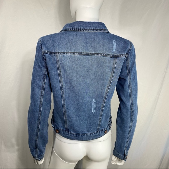 Ci Sono Distressed Denim Blue Jean Jacket - Picture 3 of 6